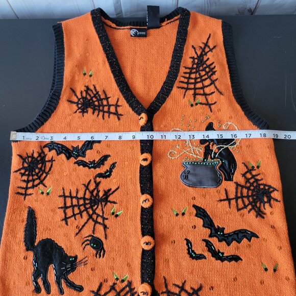 Holiday Editions Women’s S Halloween Knit Beaded & Embroidered Sweater Vest - Picture 6 of 7
